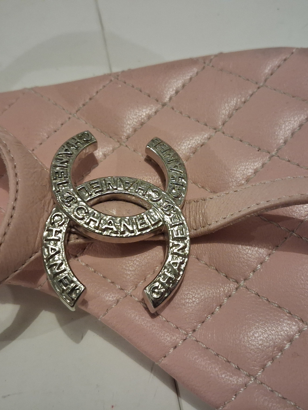 CHANEL Pink Quilted Logo Thong Sandals - Picture 9 of 16